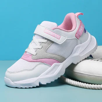 

Mudipanda Boys sports shoes 2019 new soft bottom breathable mesh face autumn models big children trend casual girls white shoes