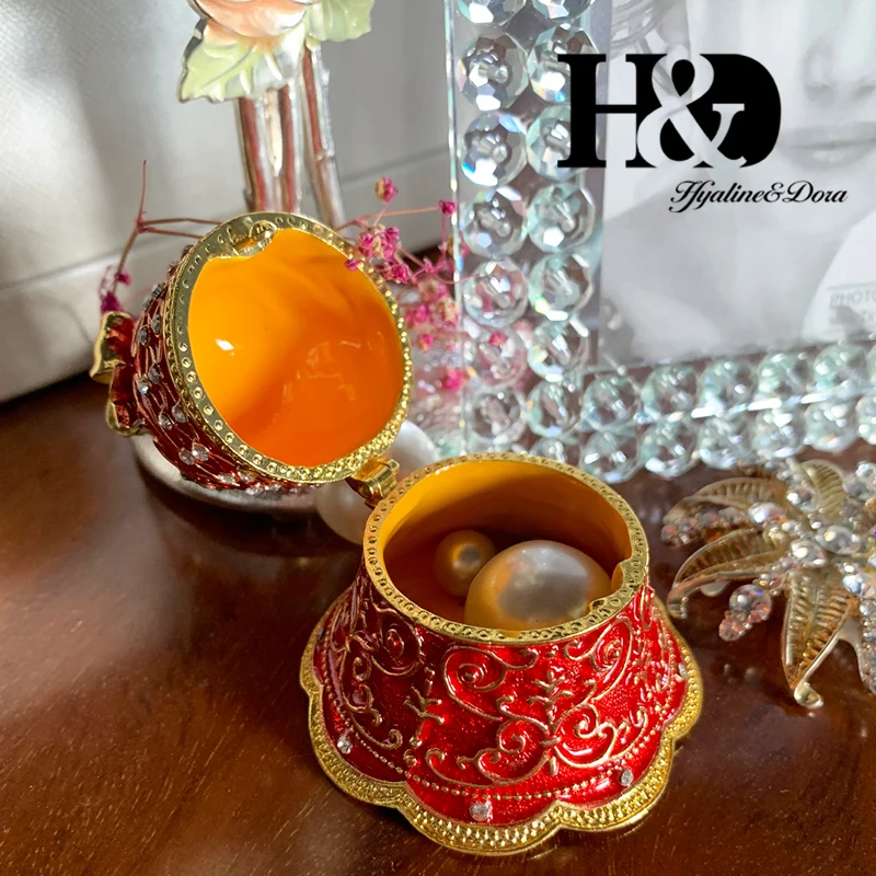 H& D 6 стилей, ручная роспись, коробки для безделушек, статуэтка, украшенная камнями, Санта Клаус, медведь, сани, Рождественский узор, шарнирная коробка для ювелирных изделий, Рождественский подарок