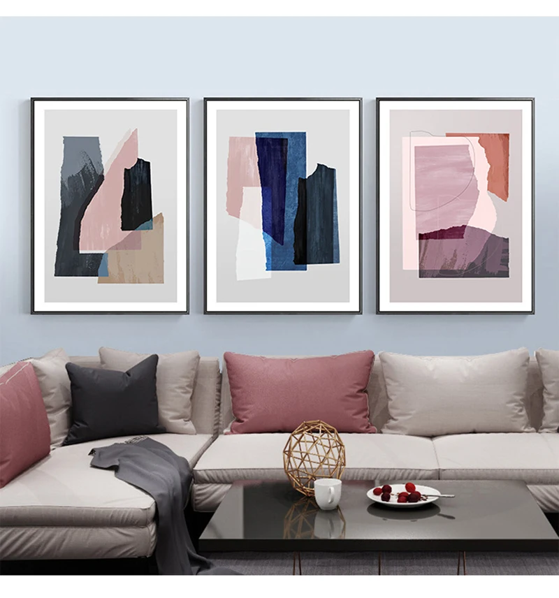 

Abstract Marble pink purple blue Canvas Print Paintings POP Wall Art Pictures Poster on Canvas for Living Room Office Home Decor