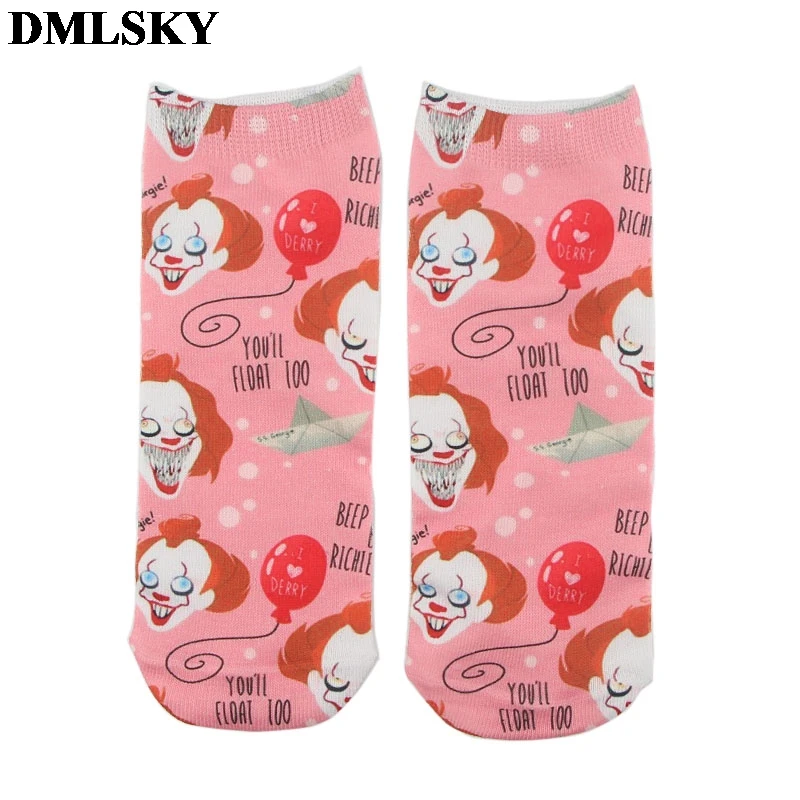 DMLSKY Stephen King's It забавные Женские носочки мужские модные хлопковые носки с 3D принтом носки с рисунками новинка носки M3824