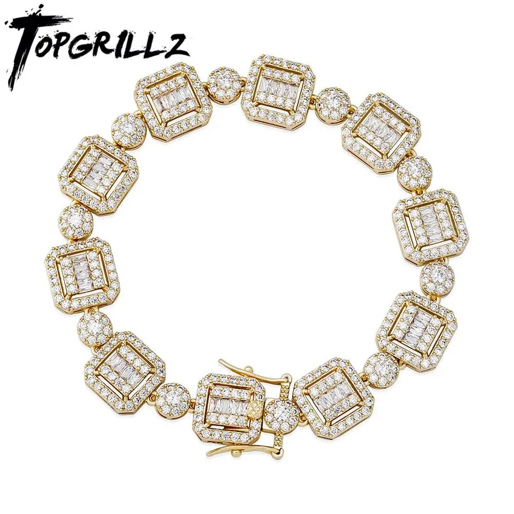 TOPGRILLZ Новый 12 мм индивидуальный багет Майами кубинский браслет цепочка высокое
