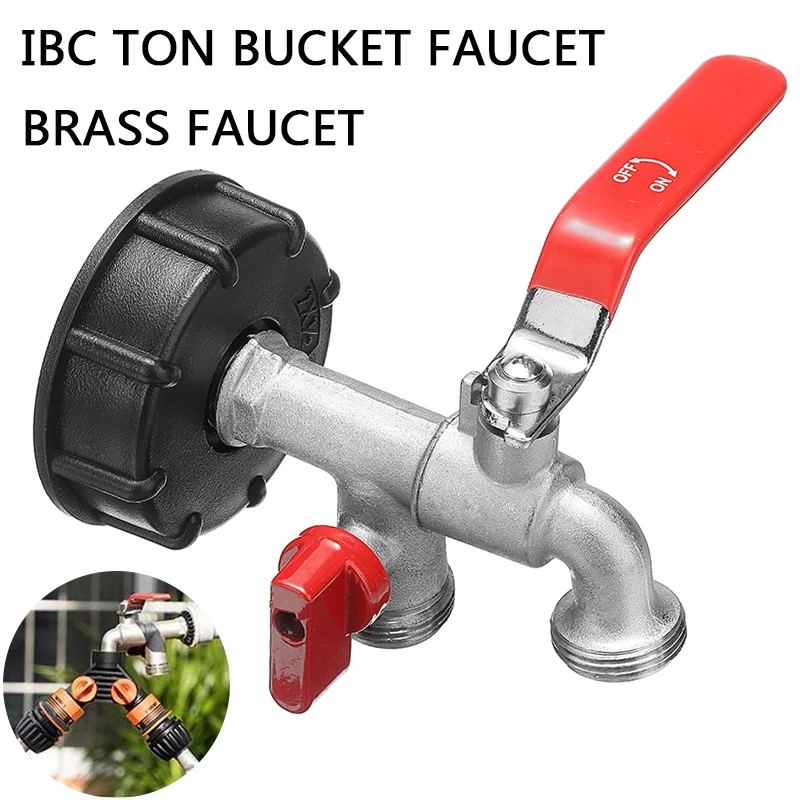 

S60X6 IBC Tank Connector 3/4" Home Garden Water Double Water Tap Connector Faucet Adapter For Garden Water Tank