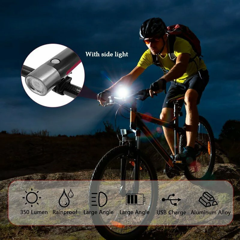 Велосипедные фары с измерением на 360 ° вращающиеся Usb перезаряжаемые передние фары велосипеда высокая яркость светодиодные светильники