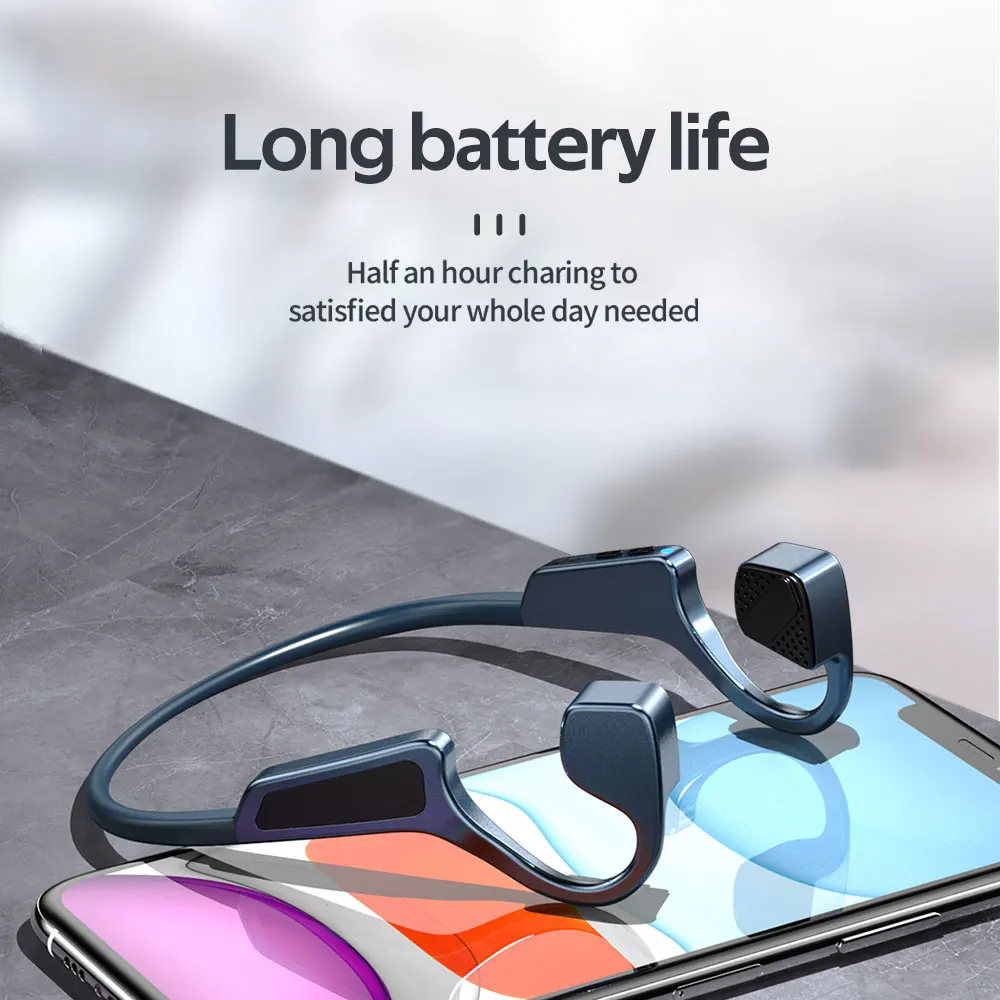 Bone Conduction Bluetooth Headset Wireless Headset with Microphone Bilateral Stereo HD Call Titanium Alloy Manufacturing USB 5.0