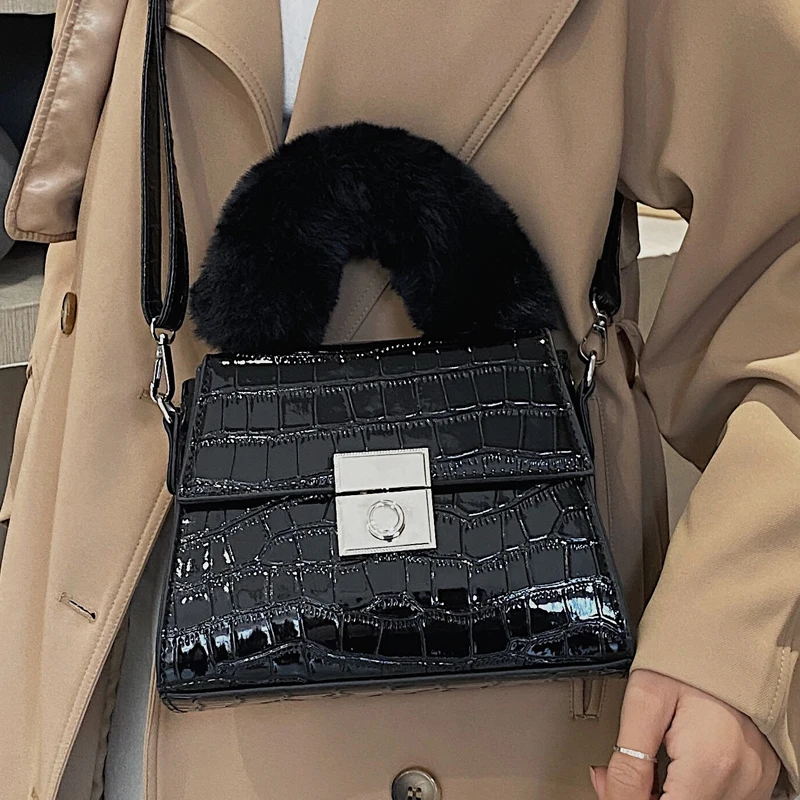 

VeryMe Crocodile Pattern Handbag Women Winter Vintage Totes Ladies PU Leather Messenger Bag Fashion Small Shoulder Women's Bags