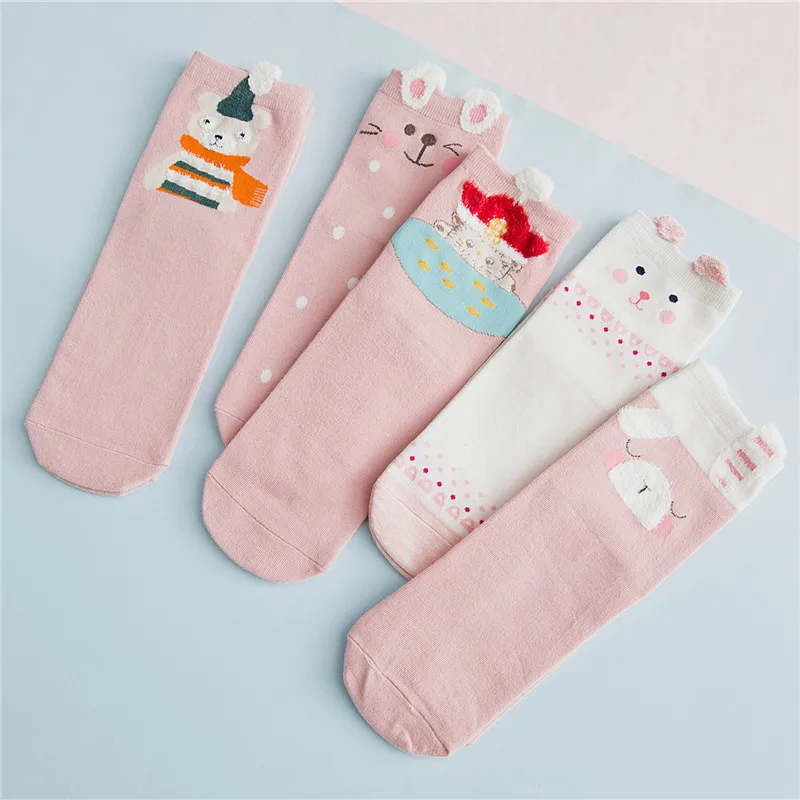1 KingDeng Зимние Теплые Милые Носки Для Женщин Harajuku Мультфильм Смешной Пушистый Носок Корейский Стиль Женщины Kawaii Носок Дизайн Моды - Цвет: 1