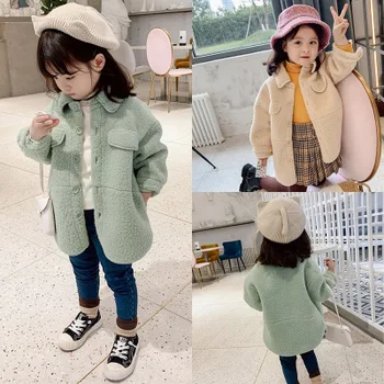 

Autumn Winter Candy Color Baby Girls Wollen Coat for Girls Jacket and Coats Single Breasted Kids Clothes Children Outerwear