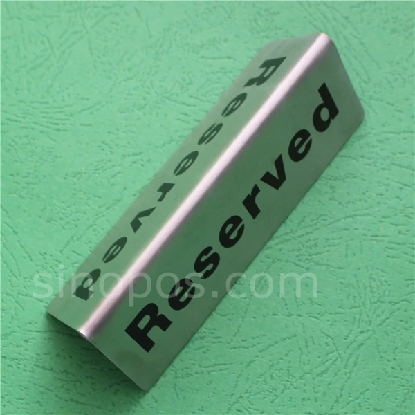 Stainless Steel Table Tent Reserved Sign, metal double sided buffet catering seats restaurant tag display stand bronze weighted