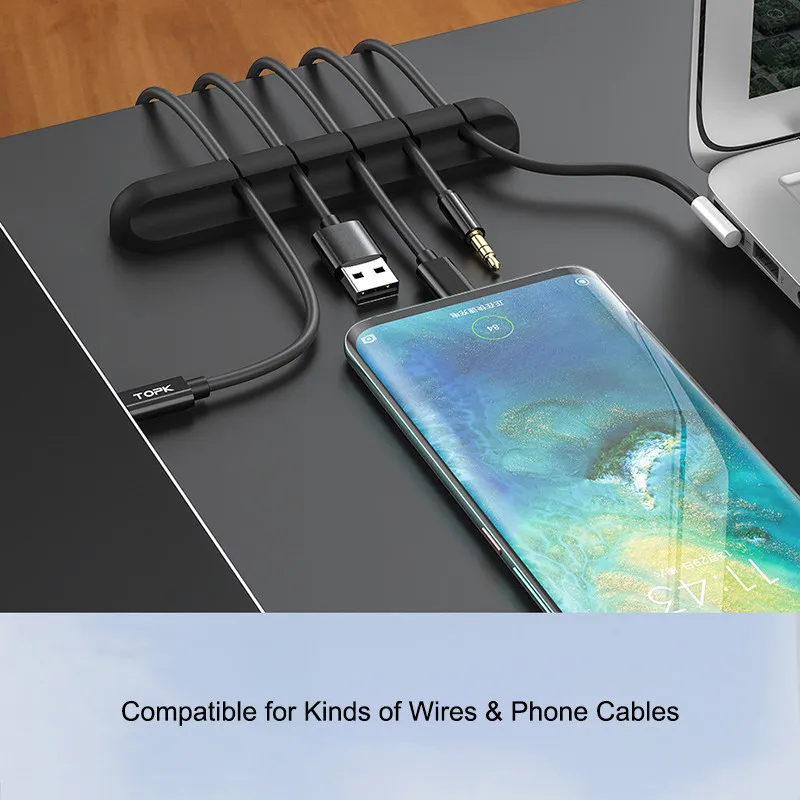 Практичный органайзер для кабелей, силиконовый usb-держатель для кабеля, намотка гибких кабелей, зажимы для мыши, наушников, наушников, клавиатуры