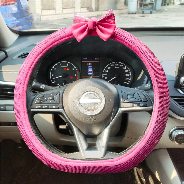 Hot Rose Pink Bling Car Accessories Interior Set for Women Girls