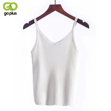 GOPLUS Knitted Tank Tops Women Camisole Vest Simple Stretchable V Neck Slim Sexy Strappy Hot Moda Mujer C4891