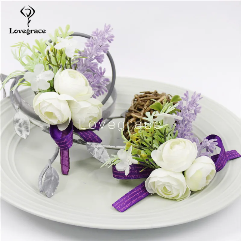 Lovegrace бутоньерка Невеста Свадебный корсаж ИСКУССТВЕННЫЙ Шелковый цветок розы