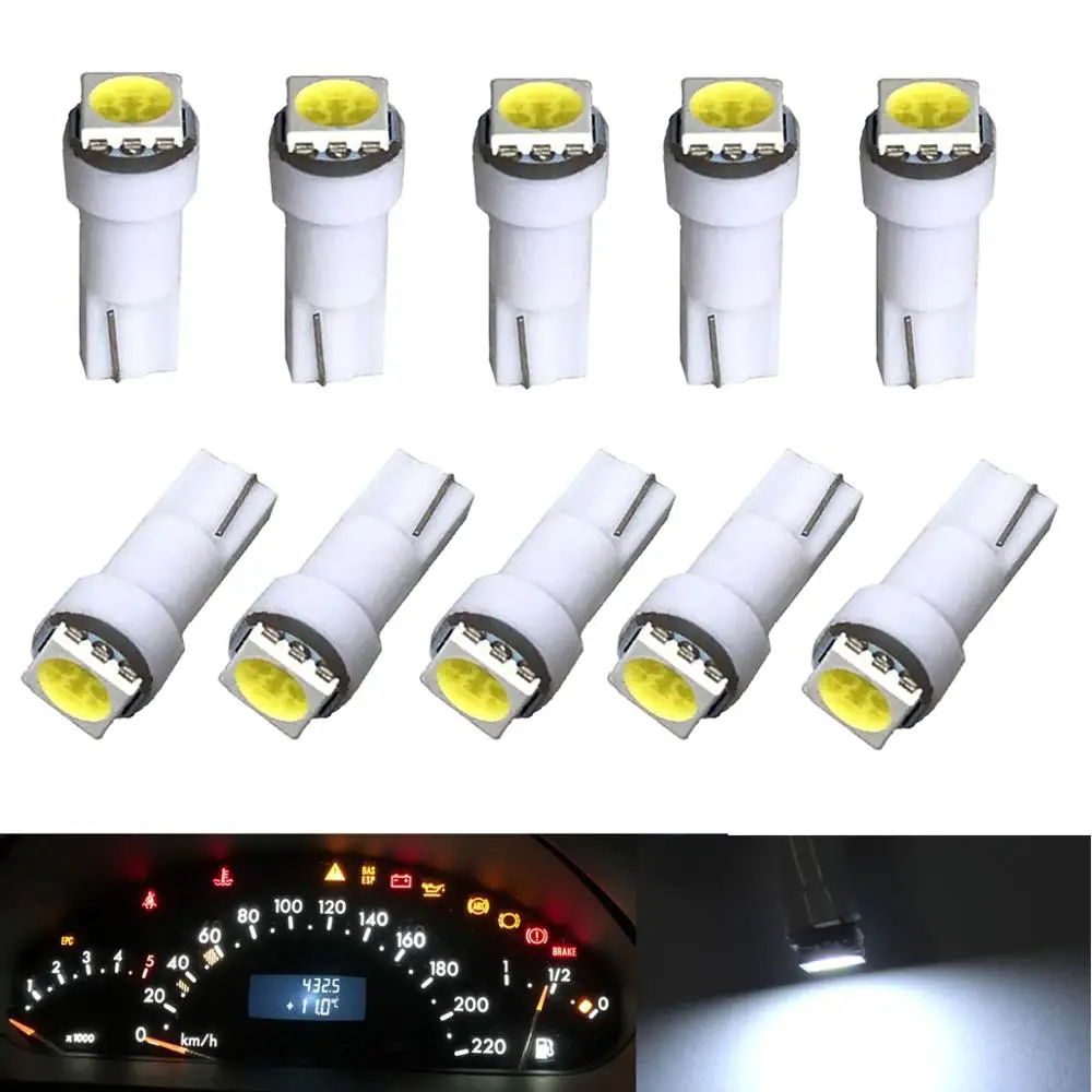 10 x T5 5050 SMD светодиодный Белый инструмент Панель тире светильник лампочка 74 17 18 37 70