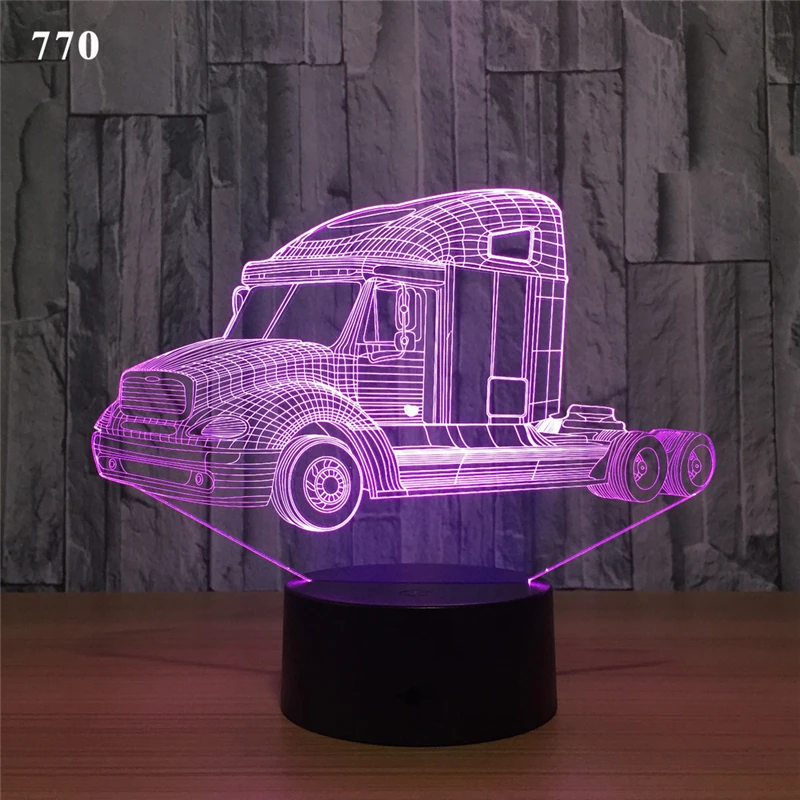 90 Поезд 3D Ночник Новинка СВЕТОДИОДНЫЙ грузовик Автоцистерна модель светодиодный ночник домашний деко RGB настольная лампа ребенок друг день рождения Рождественский подарок - Испускаемый цвет: 90