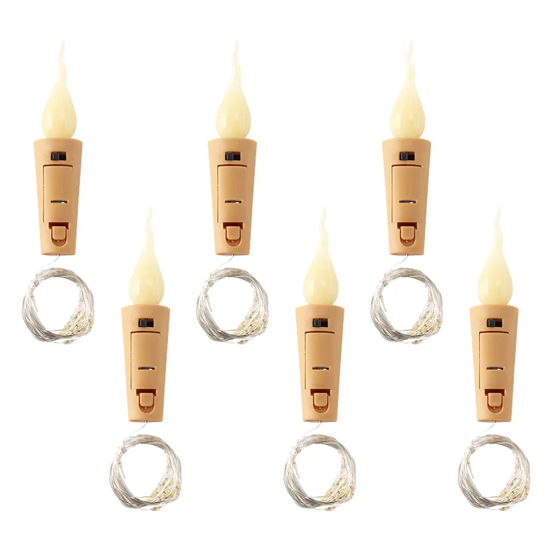 6pcs pack Светильники в форме винных бутылок светодиодный шнур с пробкой 20 светодиодный проволочная гирлянда сказочные гирлянды для DIY вечерние Рождественские Свадебные украшения для дома - Испускаемый цвет: 6pcs pack