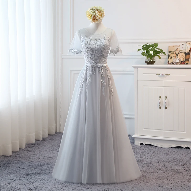 Горячая Распродажа, новое платье для свадебной вечеринки, Vestido Azul Marino, свадебное платье для гостей, платья подружек невесты для особых случаев - Цвет: Grey B