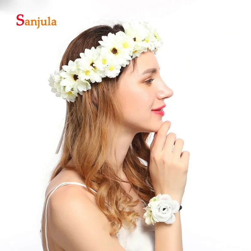 Sun Gerbera гирлянда из цветов очаровательные женские аксессуары для волос Свадебные для невесты Вечерние головные уборы пляжные вечерние украшения hg05