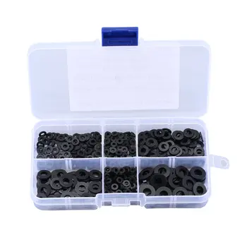 

500PCS M2 M2.5 M3 M4 M5 M6 Black Nylon Flat Plain Washer Flat Washer Plated Flat Spacer Washer Seals Gasket Ring