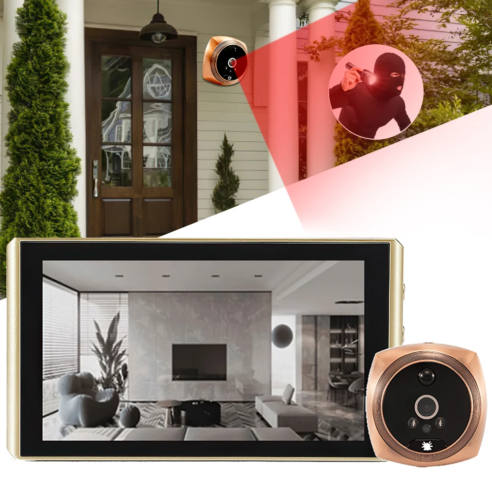 Wireless Doorbell Intelligent Video Door Peephole Viewer Security Doorbell with Night Vision PIR Motion Detection for Apartment door intercom