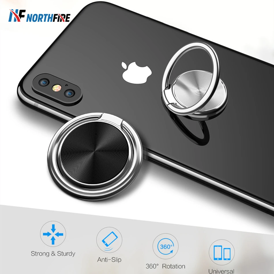 

NORTHFIRE Metal Finger Ring Holder Stand For iPhone 11 Pro Max XR X Mobile Phone 360 Rotation Alloy Ring Holder Anti Slip Sucker