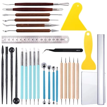 

Best 30Pcs Carving Modeling Clay Sculpting Tool Set Dual-End Dotting Clay Tool Pottery Sculpture Tool