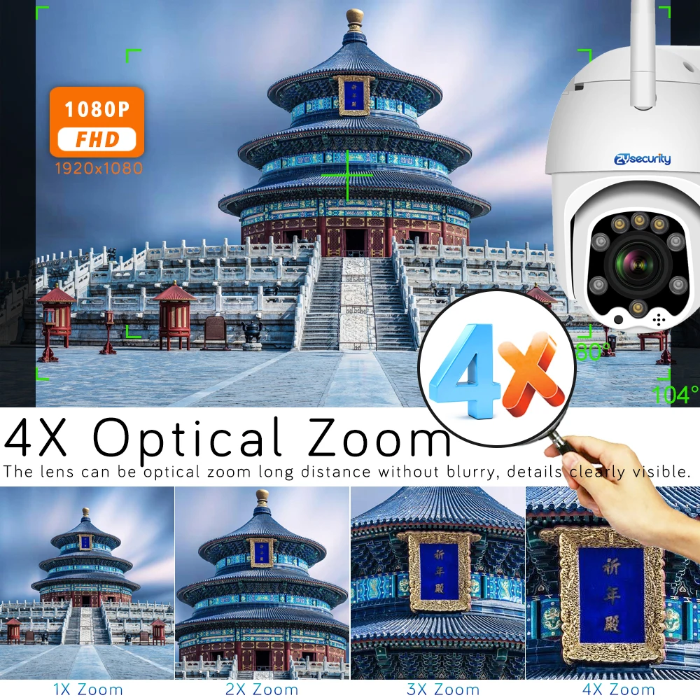 Tanie 1080p bezprzewodowa IP kamera ptz 4X Auto Zoom prędkość na zewnątrz kamera kopułkowa automatyczne śledzenie CCTV kamera bezpieczeństwa do monitoringu WiFi