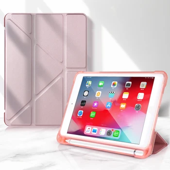 

Case For iPad mini 5 2019 With Pencil Holder Pu Leather smart cover For iPad mini 1 2 3 4 silicone Honeycomb back Tablet case
