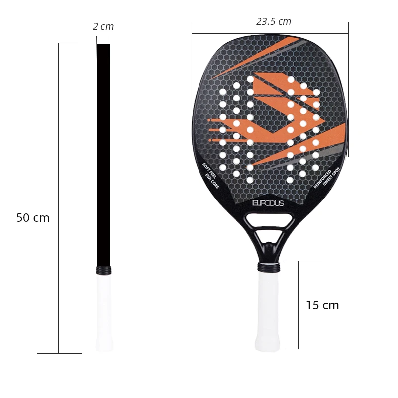 High Quality Carbon and Glass Fiber Beach Tennis Racket Rough Surface with Racquet Cover Bag Balls and Backpack