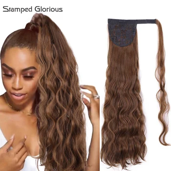 

Stamped Glorious 24 Inches Wave Synthetic Clip in Drawstring Ponytail Hairpieces for Women Hair Extension Heat Resistant Fiber