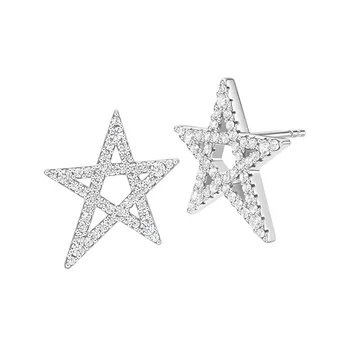 

925 Sterling Silver Personality Hollow Star Stud Earrings Full Zircon Exaggerated Star Earring Charm geometric crystal earring