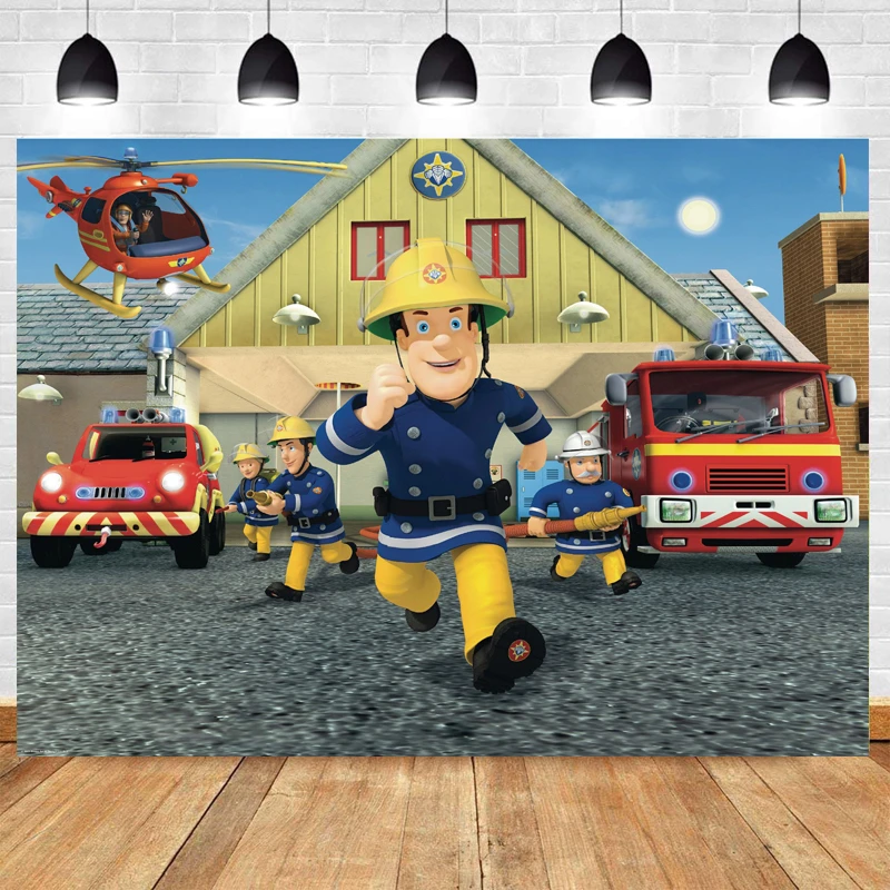 Fondo fotográfico de bombero para niños, cartel decorativo con motor de  bombero, fiesta de cumpleaños|Fondo| - AliExpress