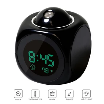 

Fast Shipping 1 LCD Projection LED Display Time Digital Alarm Clock Talking Voice Prompt Thermometer Function Desk
