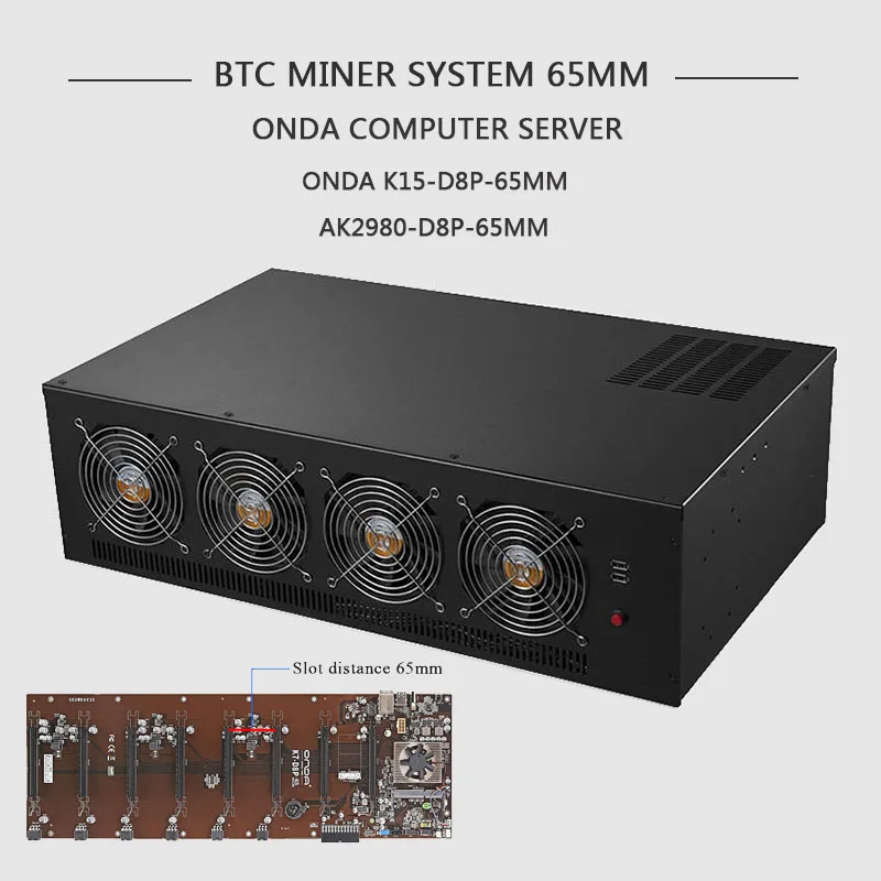 Btc equipamento de mineração caso eth servidor quadro usb mineiro rack para onda AK2980-D8P k7 k15 65mm B250-D8P-D3 2980 55mm 8 gpu cartão chassi