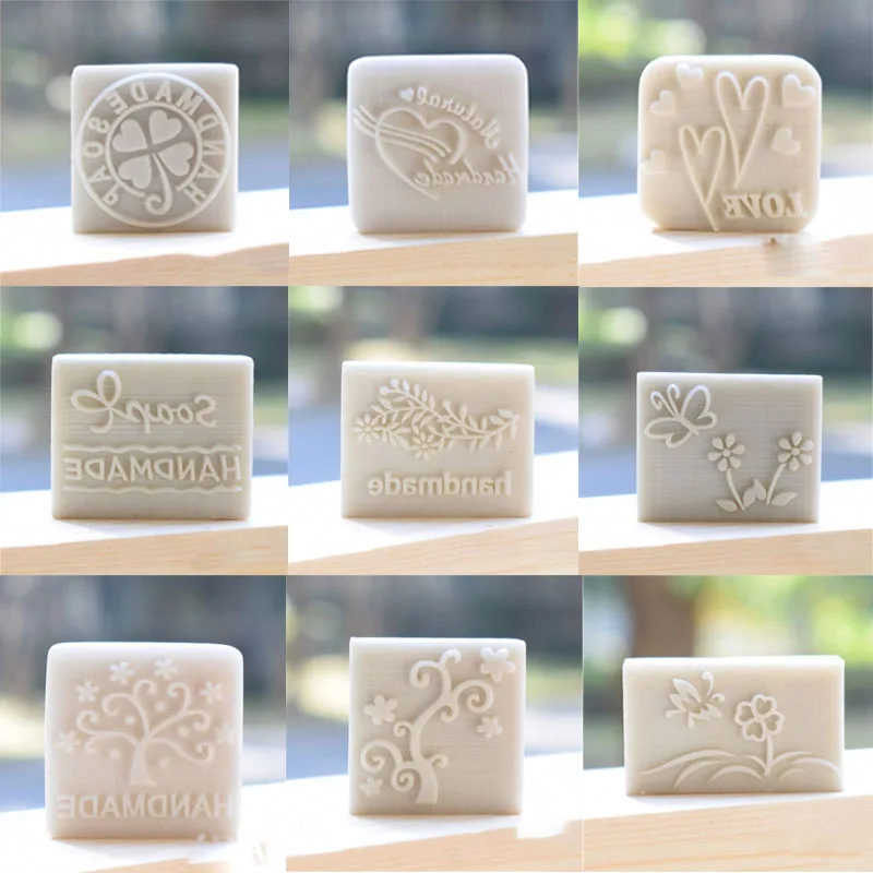 Lucky Tree and Flower Pattern Mini Diy Soap Stamp Diy Handmade Soap Stamps White Resin Chapter Personality 1Pcs soap stamp