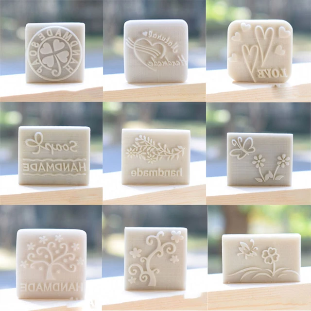 1Pcs Lucky Tree and Flower Pattern Mini Diy Soap Stamp Diy Handmade Soap  Stamps White Resin