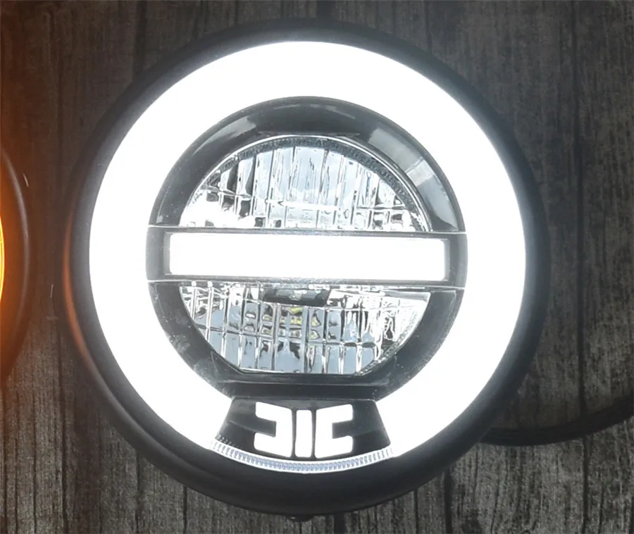 6.8" Retro Motorcycle LED Headlamp Daylight White Modification Headlight Halo Ring White Headlight