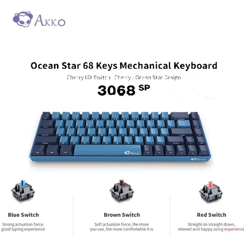 

NEW AKKO 3068 SP Ocean Star Gaming Mechanical Keyboard 68 Keys Cherry MX Switch 85% PBT Type C Wired Keyboard For Computer Gamer