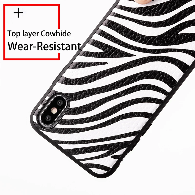 Воловья кожа чехол для телефона для iPhone 6 7 8 11 Pro X Xr Xs Max чехол зебра узор для iPhone 6 6s 7p 8p чехол