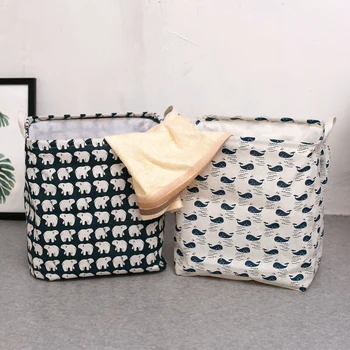 

Simple Art Cloth with Beam Mouth Square Foldable Dirty Clothes Basket Modern Household Square Multi-function Debris Storage Box
