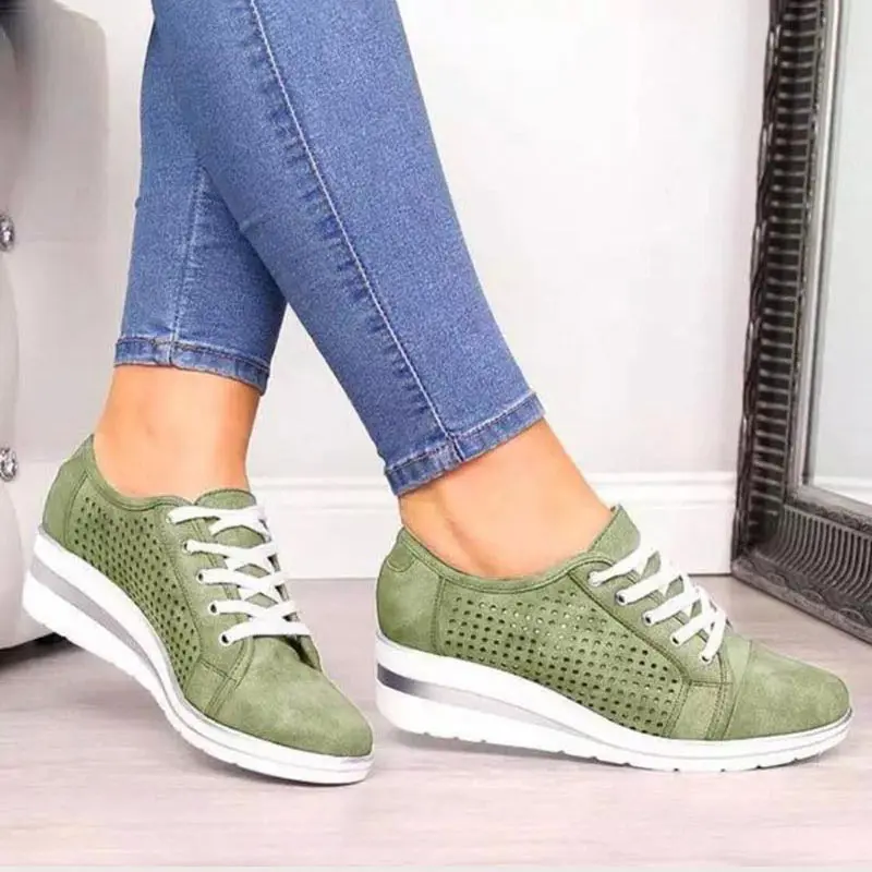 

2020 new Women flat shoes breathable hollow out sneakers women shoes comfortable lace up casual shoes woman tenis feminino