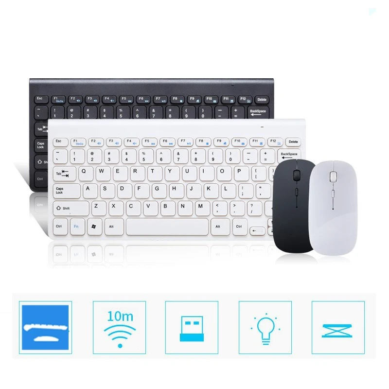 

2.4G Wireless Keyboard and Mouse Combo Mini Multimedia Keyboard Mouse Set For Laptop PC TV Full-size Keyboard Mouse Combo Set