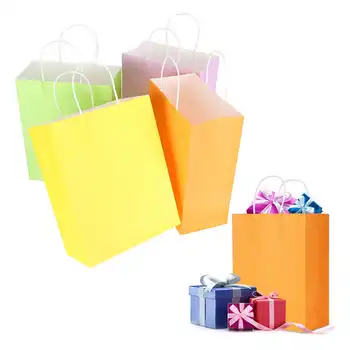

20pcs Multicolor Kraft Paper Bag Reusable Eco-Friendly Bag for Clothes Gifts Box for Jewelers 21 x 11 x 27.5cm