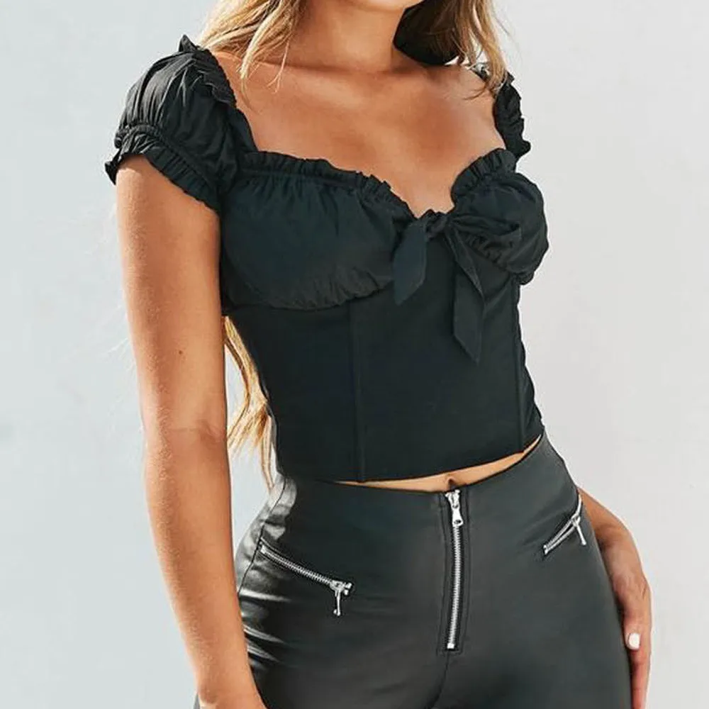 Женская летняя сексуальная Boob Bralet Свободная блузка Повседневная укороченная майка Топы футболка рубашка