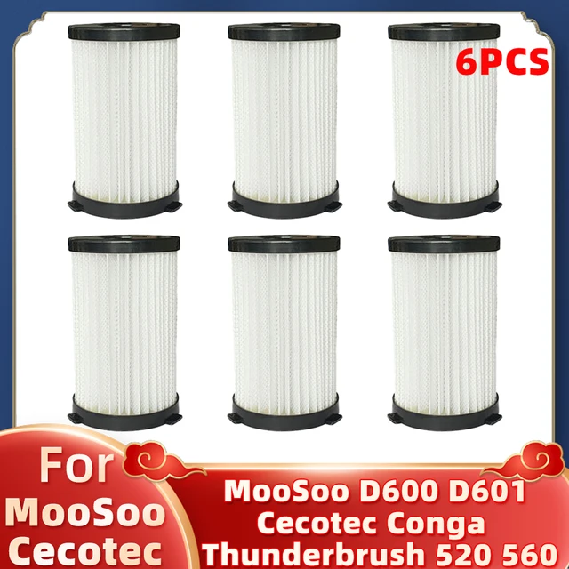 Hepa Filter For MooSoo D600 D601 Cecotec Conga Thunderbrush 520 550 560 Ariete Handy Force 2761 2759 RBT Vacuum Cleaner Parts 6Pcs