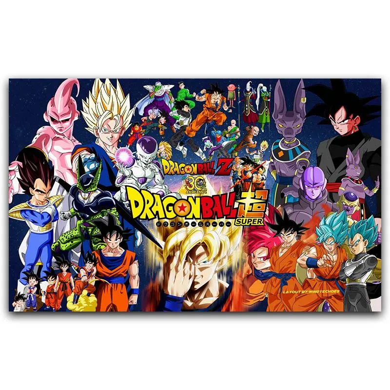 Dragon Ball Z All Characters Art Silk Poster 30x45cm 60x90cm New Japanese Anime Wall Pictures For Home Wall Decor Painting Calligraphy Aliexpress