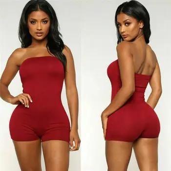 

Women Casual Sleeveless Bodycon Romper Clubwear Playsuit Off Shoulder Short Jumpsuits