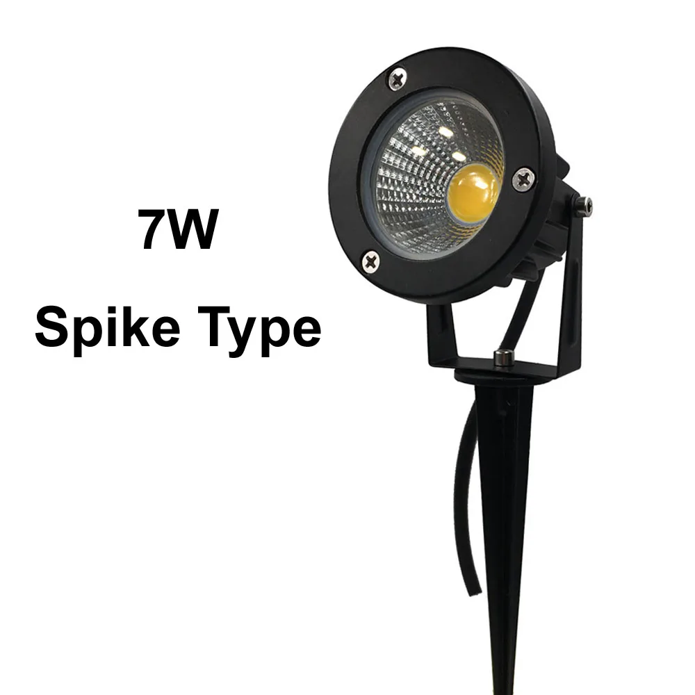 7W Spike Type Светодиодный COB светильник для садовой лужайки 3 Вт 5 Вт 7 Вт 9 Вт уличная, с шипами круглая Базовая лампа AC110V 220 в DC12V Светодиодный светильник для ландшафтной дорожки ing - Испускаемый цвет: 7W Spike Type