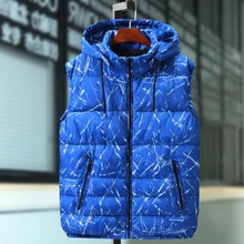 Плюс размер 8XL 7XL 6XL 5XL парка с капюшоном жилет зима осень новая Толстая Теплая Повседневная ветровка мешковатый жилет куртка-безрукавка