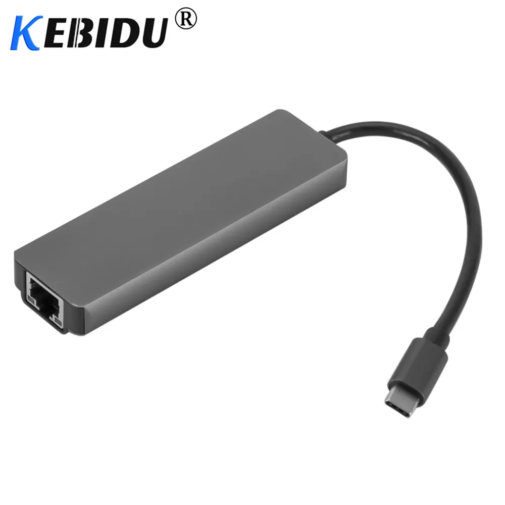 Kebidu Hot-5 In 1 USB Type C Hub Hdmi 4K To Gigabit Ethernet Rj45 Lan Adapter For Macbook Pro Thunderbolt 3 USB-C Charger