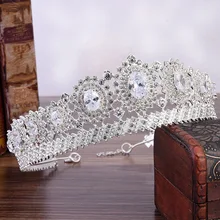 Стиль Европа и Америка циркон невесты Большая Корона волосы застежка роскошный с искусственным бриллиантом геометрический сплав Свадебный головной убор